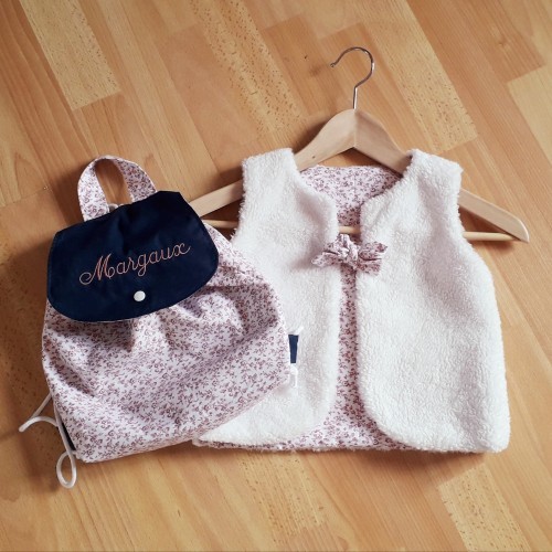 Gilet de berger enfant sherpa (tissu au choix!)