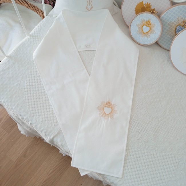 Echarpe de Baptême Ado ou Adulte avec broderie SACRE COEUR - personnalisable | Atelier Jules & Alice