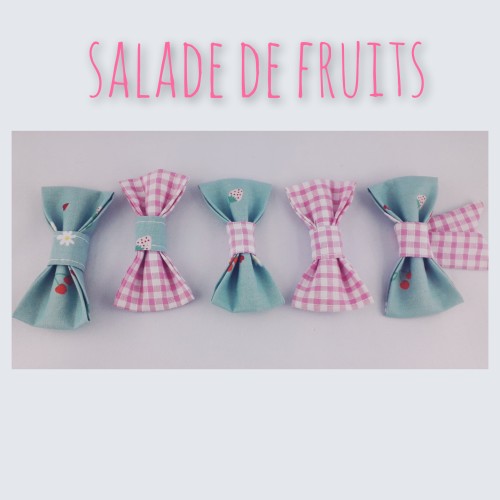 barrettes nœud vichy et fruits