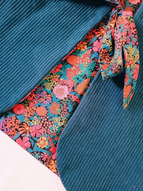 Gilet de berger velours côtelé et liberty (tissu au choix!)