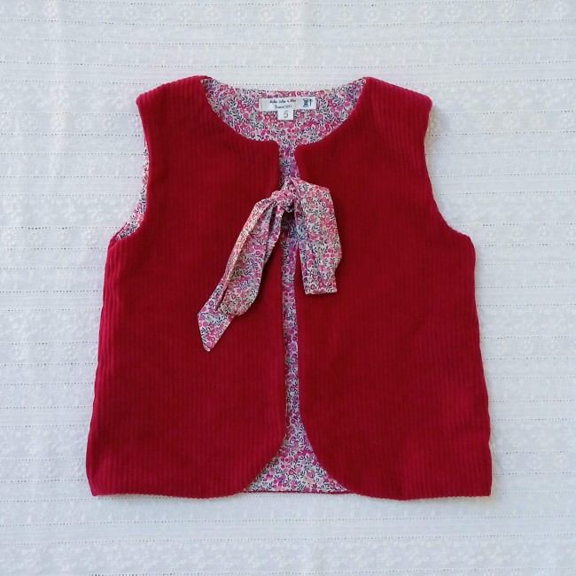 Gilet de berger velours côtelé et liberty (tissu au choix!)