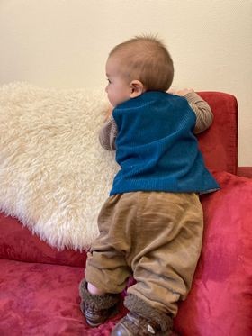 Gilet de berger velours côtelé et rayures (tissu au choix!)