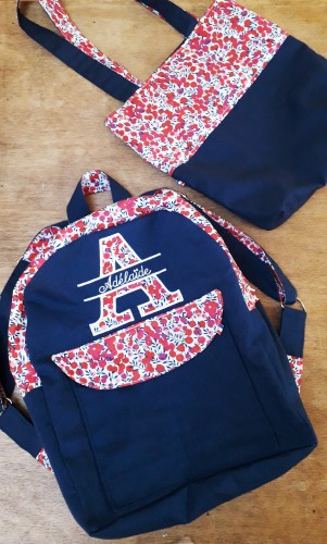 sac à dos maternelle zippé, fait main, tissu liberty au choix, personnalisable avec broderie