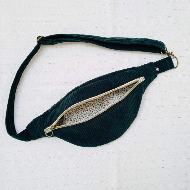 sac banane bandoulière VELOURS CÔTELÉ (couleur au choix!) sangle VELOURS