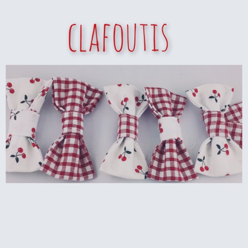 barrettes nœud vichy et fruits