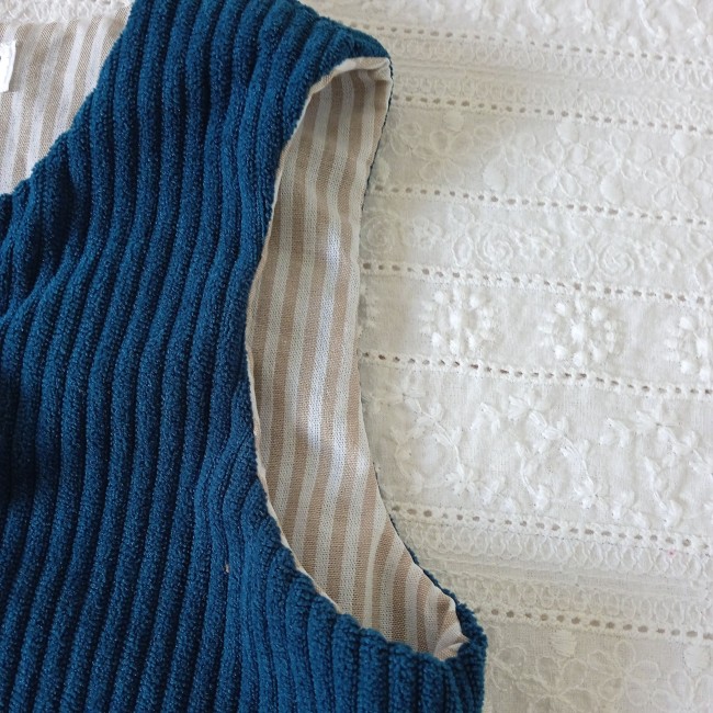 Gilet de berger velours côtelé et rayures (tissu au choix!)