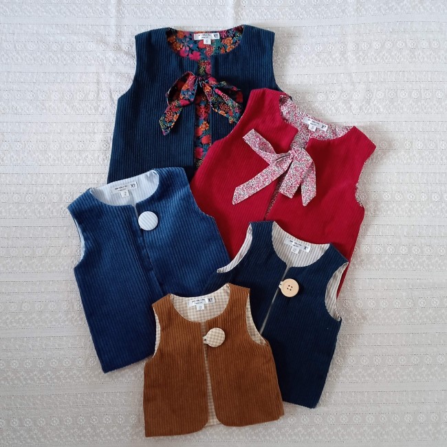 Gilet de berger velours côtelé et liberty (tissu au choix!)