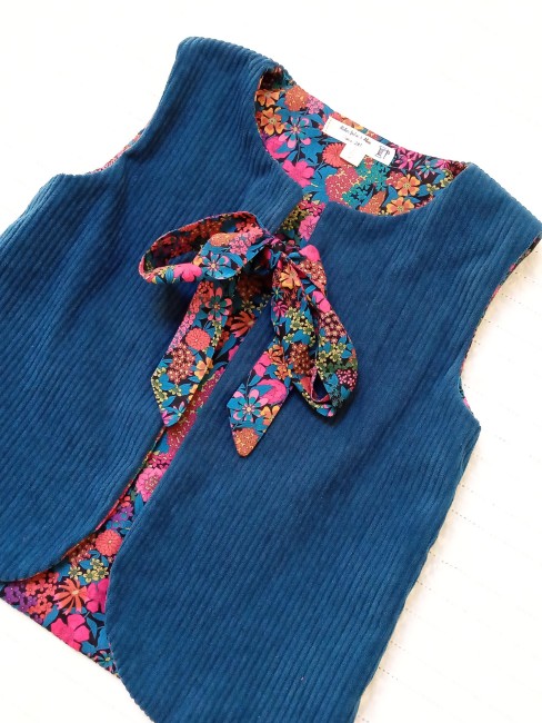 Gilet de berger velours côtelé et liberty (tissu au choix!)