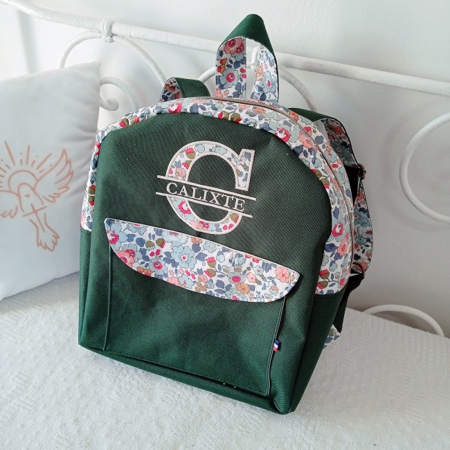 sac à dos enfant, crèche, maternelle surmesure et personnalisé avec broderie prénom, liberty