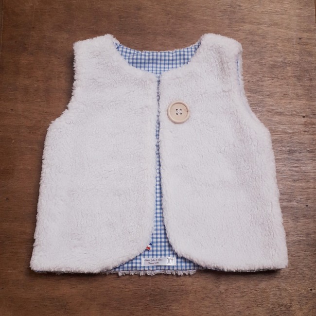 Gilet de berger sherpa et vichy (tissu au choix!)