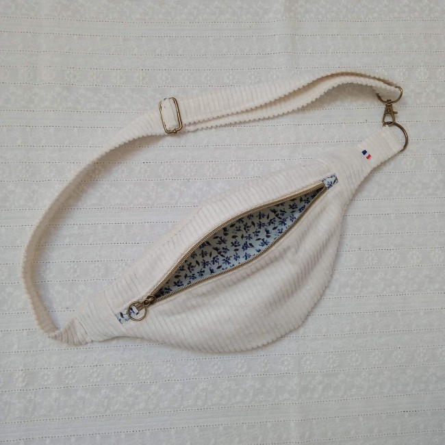 sac banane bandoulière VELOURS CÔTELÉ (couleur au choix!) sangle VELOURS