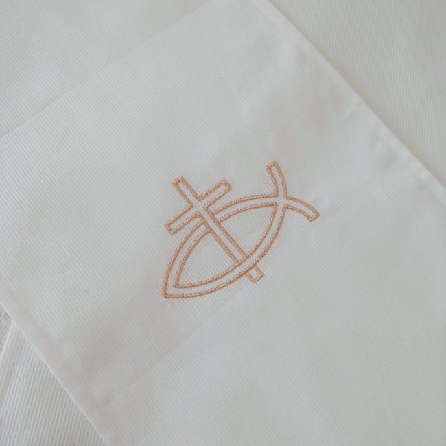 Echarpe de Baptême ado ou adulte avec broderie ICHTHUS simple et épurée EN STOCK ! | Atelier Jules & Alice