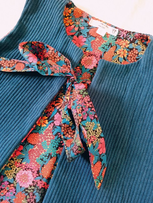 Gilet de berger velours côtelé et liberty (tissu au choix!)