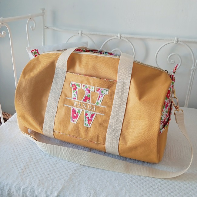 sac polochon avec option poche côté / doublure liberty / bandoulière