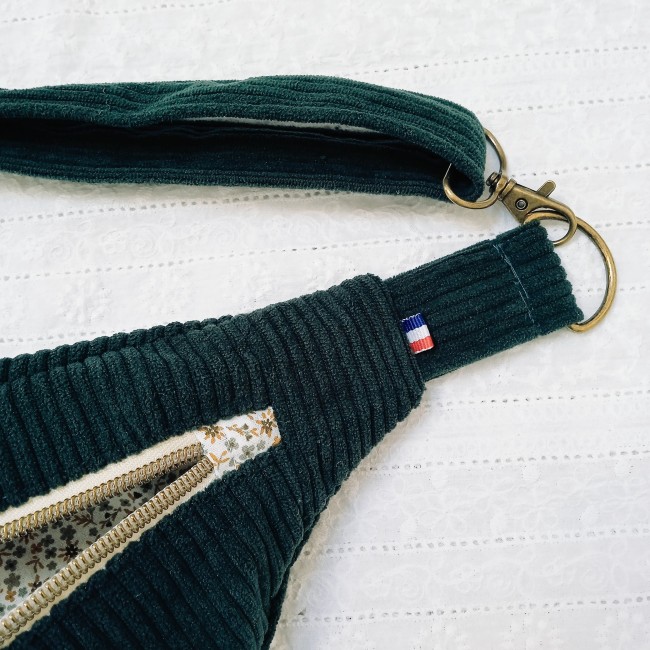 sac banane bandoulière VELOURS CÔTELÉ (couleur au choix!) sangle VELOURS