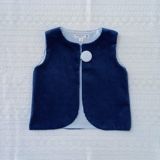 Gilet de berger velours côtelé et rayures (tissu au choix!)