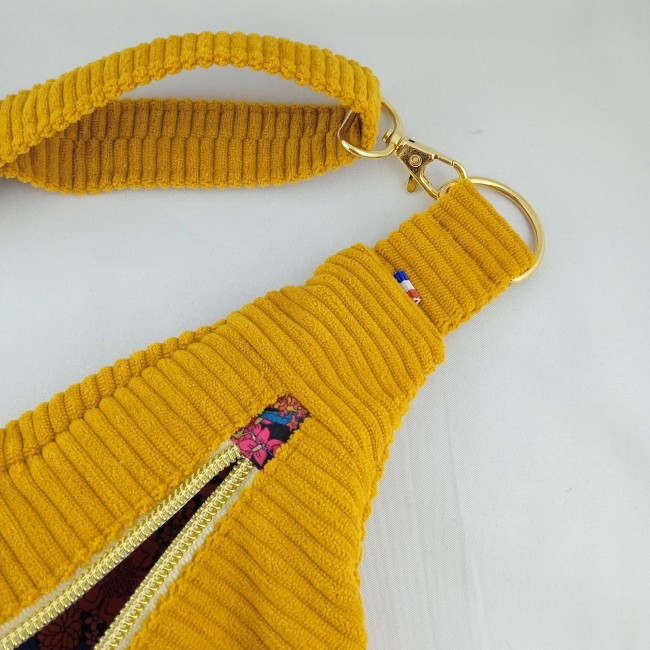 sac banane bandoulière VELOURS CÔTELÉ (couleur au choix!) sangle VELOURS