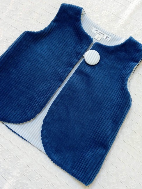 Gilet de berger velours côtelé et rayures (tissu au choix!)