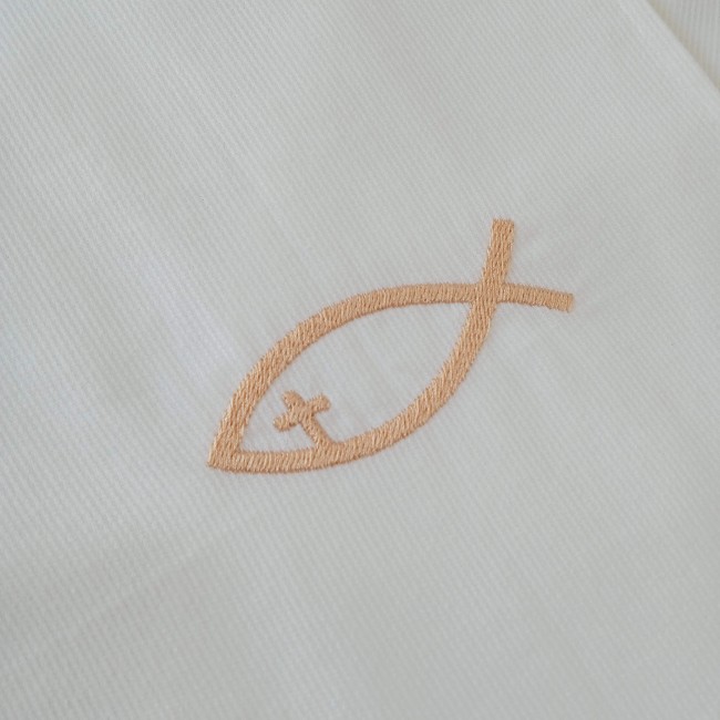 Echarpe de Baptême ado ou adulte avec broderie ICHTHUS simple et épurée EN STOCK ! | Atelier Jules & Alice