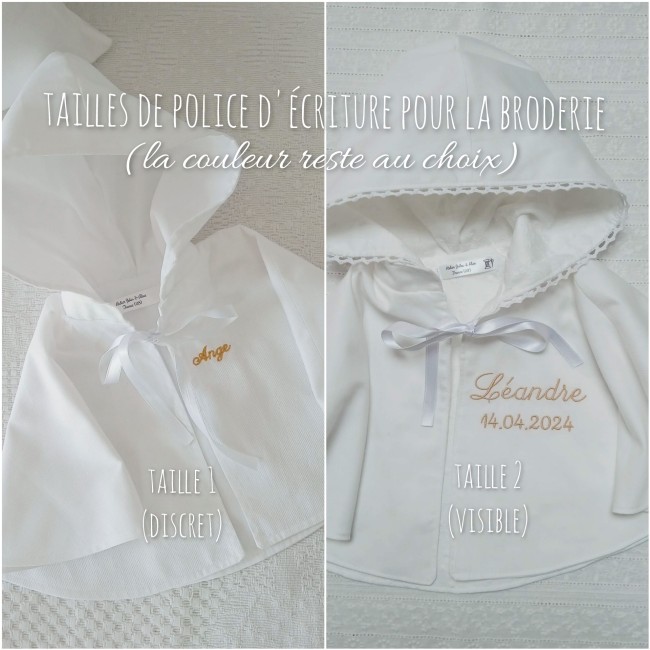 Cape de baptême en lin pour enfant, motif religieux discret, héritage familial