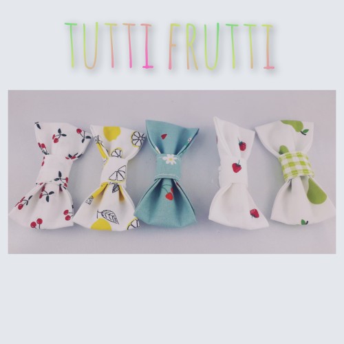 barrettes noeud vichy et fruits