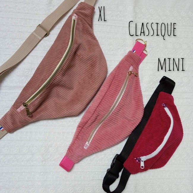 sac banane bandoulière adulte ou enfant, fait main, personnalisable, couleur au choix, velours ou toile canvas