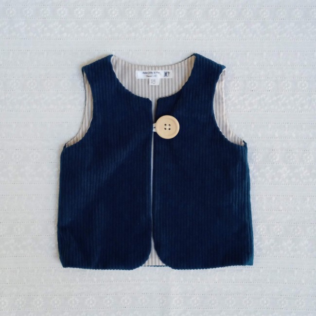 Gilet de berger velours côtelé et rayures (tissu au choix!)