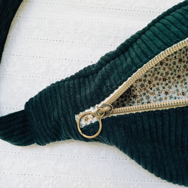 sac banane bandoulière VELOURS CÔTELÉ (couleur au choix!) sangle VELOURS