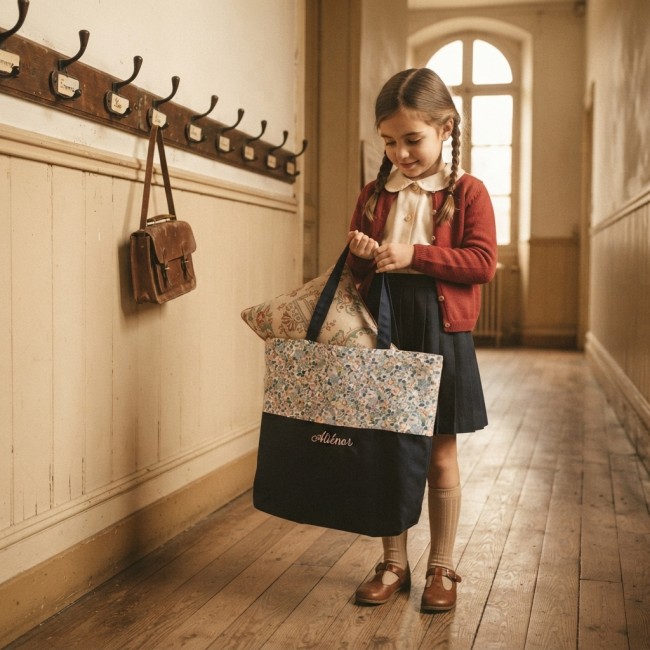 totebag personnalisé avec broderie, tissu au choix, doublure étanche possible!