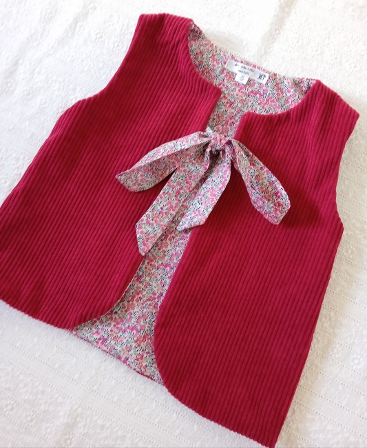 Gilet de berger velours côtelé et liberty (tissu au choix!)