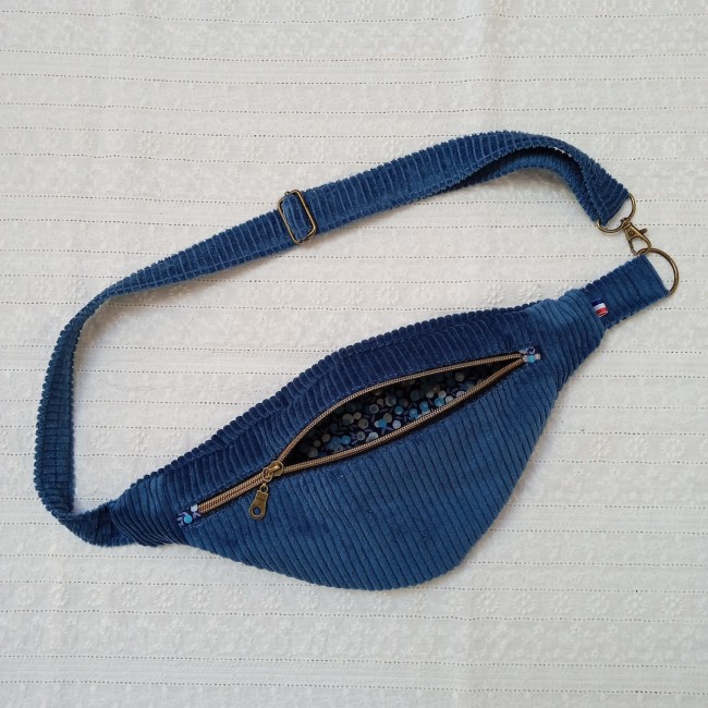 sac banane bandoulière VELOURS CÔTELÉ (couleur au choix!) sangle VELOURS