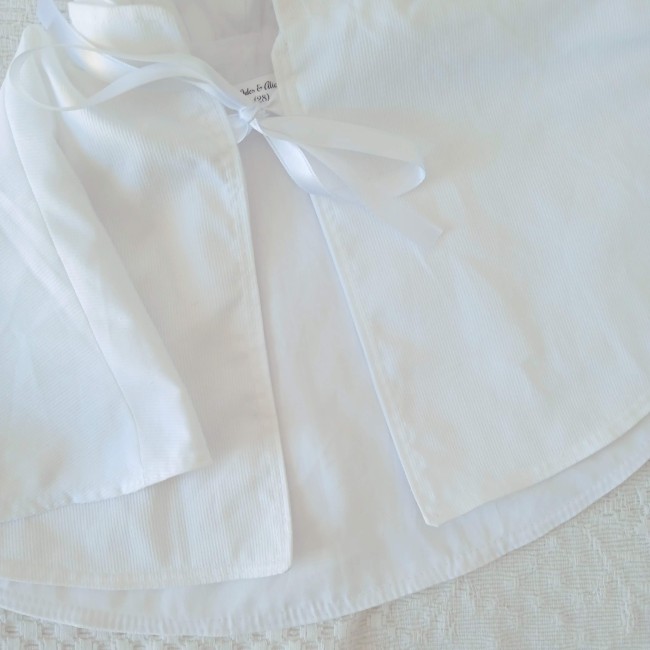 cape de baptême en stock, doublure en popeline de coton blanc