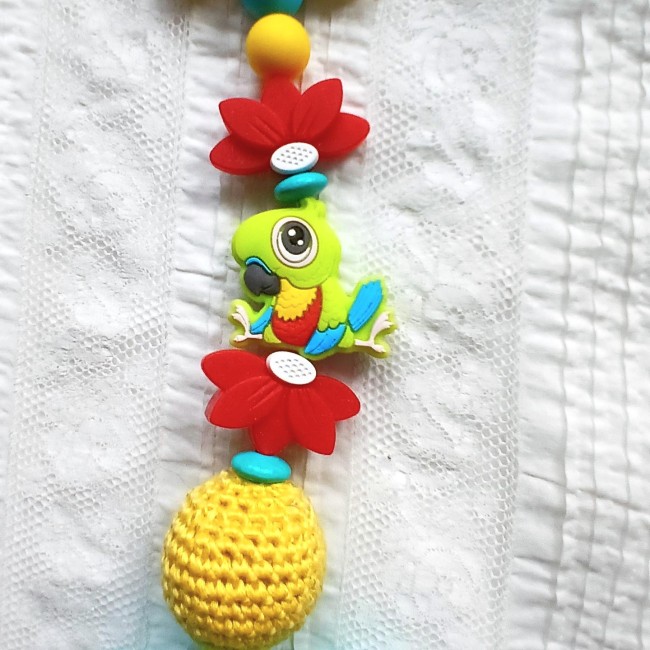 Deux demi fleurs et perle perroquet en silicone 