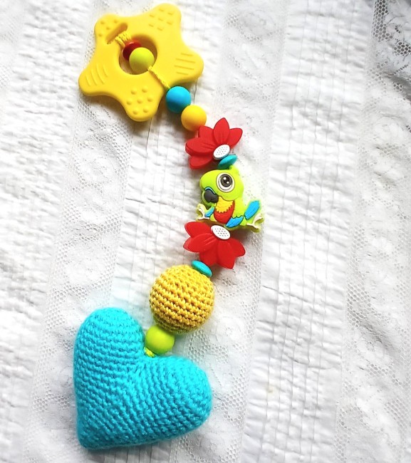 Idée cadeau de naissance pour bébé: Jouet de dentition et d'éveil perroquet pour bébé