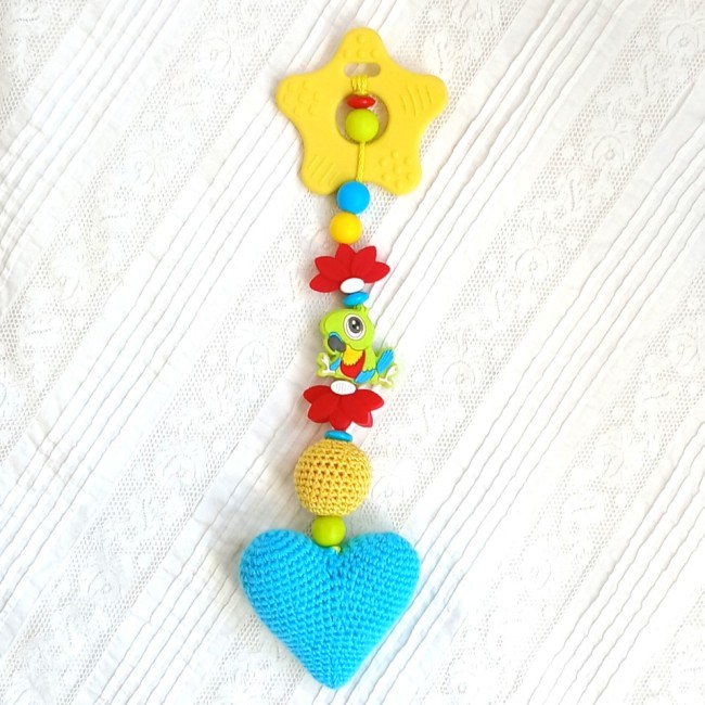 Hochet anneau de dentition perroquet aux couleurs vives
