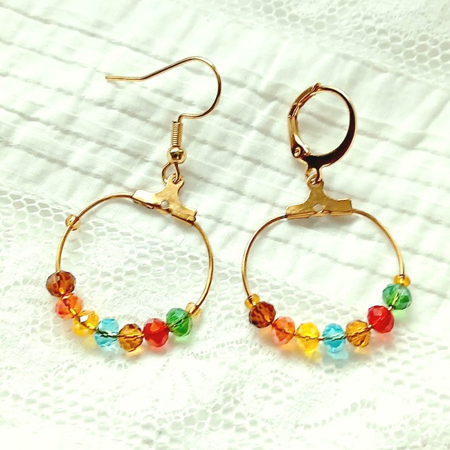 choix de l'attache en inox doré, soit crochet soit dormeuse