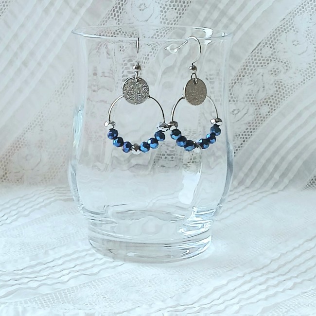 Boucles creoles argenté et beu