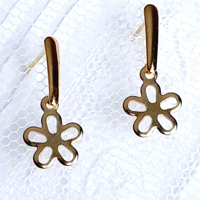 Jolie paire de boucles d'oreille en acier inoxydable doré