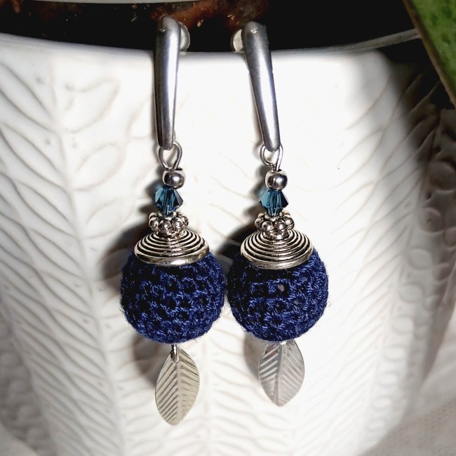 pendants d'oreille marine et argent