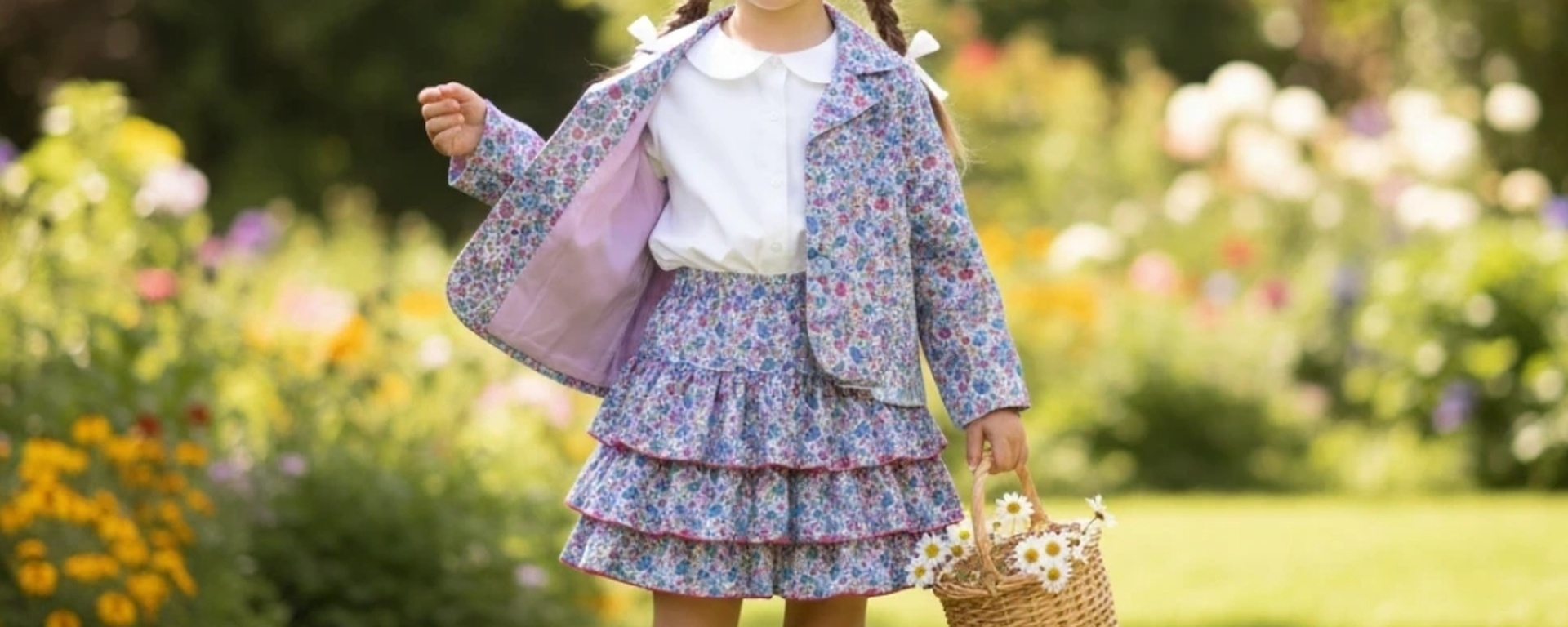 blazer veste vue portée avec jupe à volants Liberty Betty Bea|4pommes