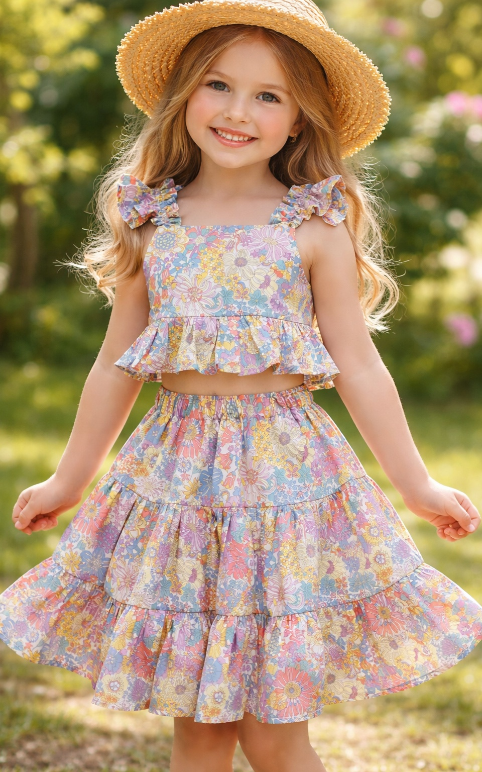 ensemble carmen jupe et crop top Liberty | 4pommes