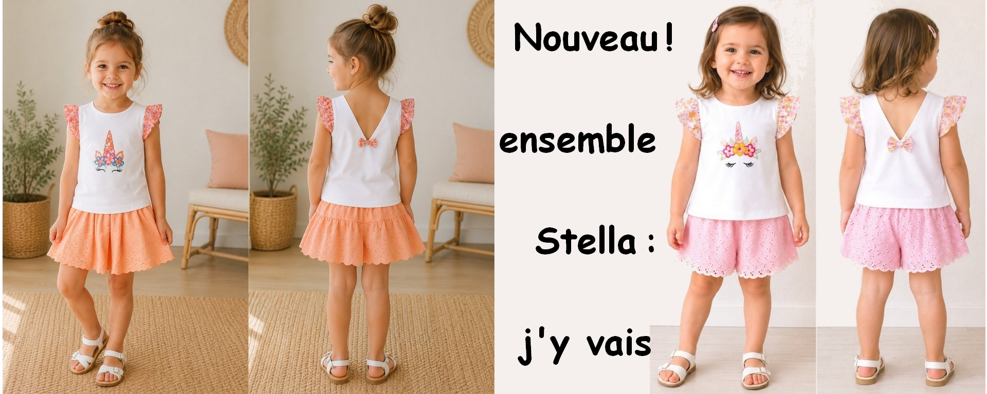 Nouveauté ensemble Stella broderie licorne Liberty broderie anglaise|4pommes