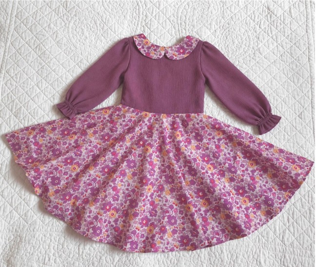 vue robe qui tourne Betsy topaz double gaze brodée orchidée|4pommes