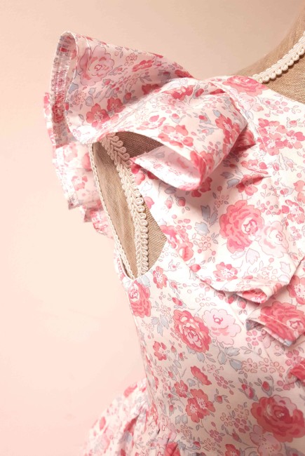 vue volant manche robe Lola dos nu buste volanté jupe cercle froncée Liberty exclusif Félicité Fairy | 4pommes