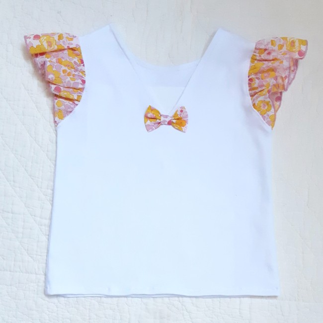 vue dos tee-shirt Aline appliqué broderie licorne Liberty Betsy strawberry lemonade | 4pommes