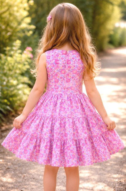 vue dos surpetite fille robe Carmen sans manches liberty Betsy Malibu | 4pommes