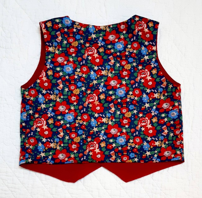 veston gilet cérémonie reversible velours rouge Betsy star marine dos