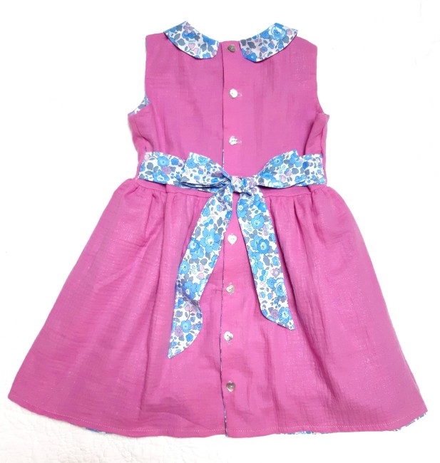 reversible Betsy layette double gaze scintillante fuchsia dos