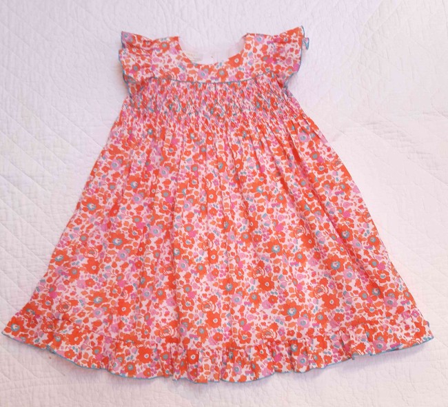 vue devant robe Sidonie smocks Liberty Betsy clémentine|4pommes