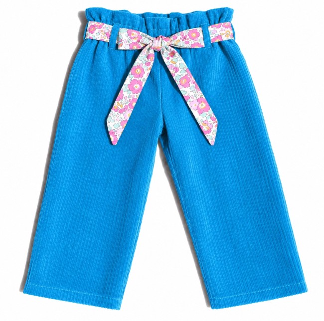 pantalon velours turquoise ceinture amovible Liberty Betsy magique -modèle Léon|4pommes